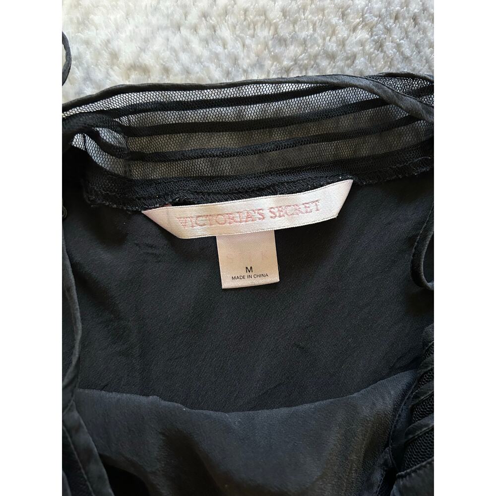 Victorias Secret Vintage Y2K Silk Black Maxi Mesh Neckline Dress Size Medium - Picture 10 of 11